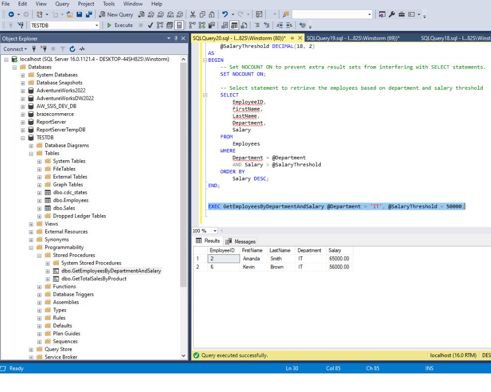 Stored Procedures in SQL Server